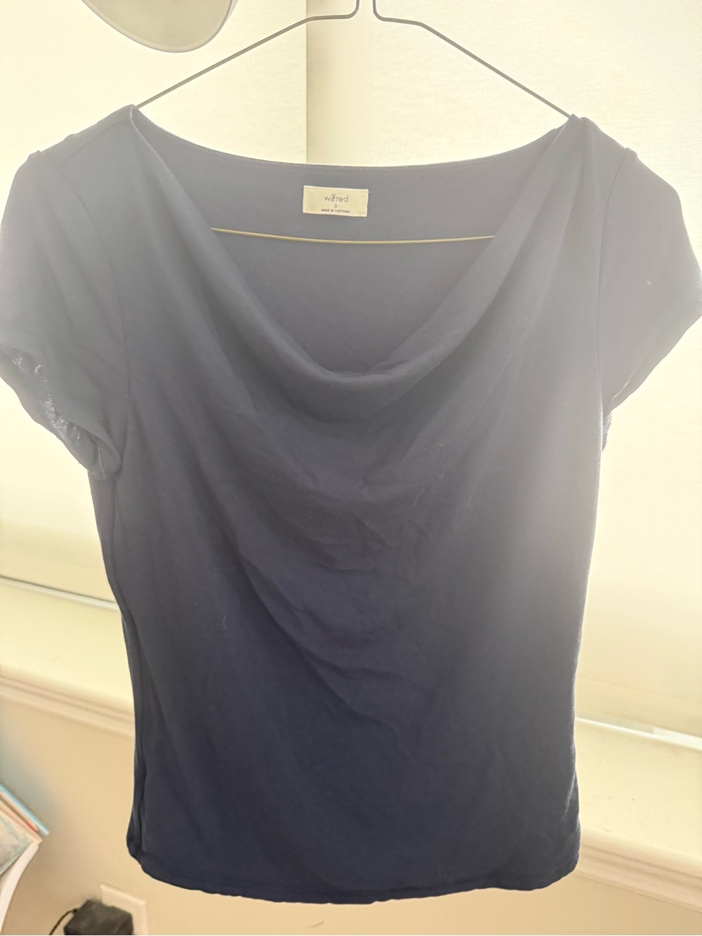 Wilfred Navy Cowl Neck Short Sleeve Camisole